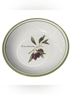 Williams Sonoma Olive Grove Kalamata Olive Serving Bowl Portugal Green Rim 9.5”